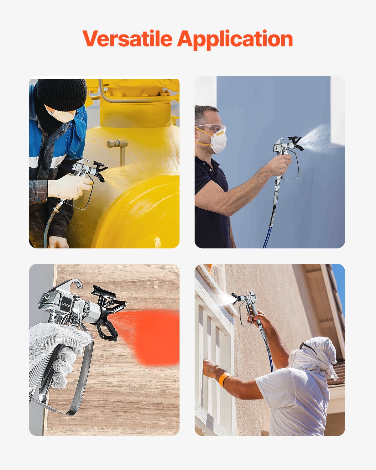 Airless Paint Spray Gun, 3600PSI High Pressure Airless Paint Sprayer Gun with 5 Tips, 211, 315, 417, 517, 623, Swivel Joint Airless Spray Gun Kit with Filters, Cleaning Needle and Brush