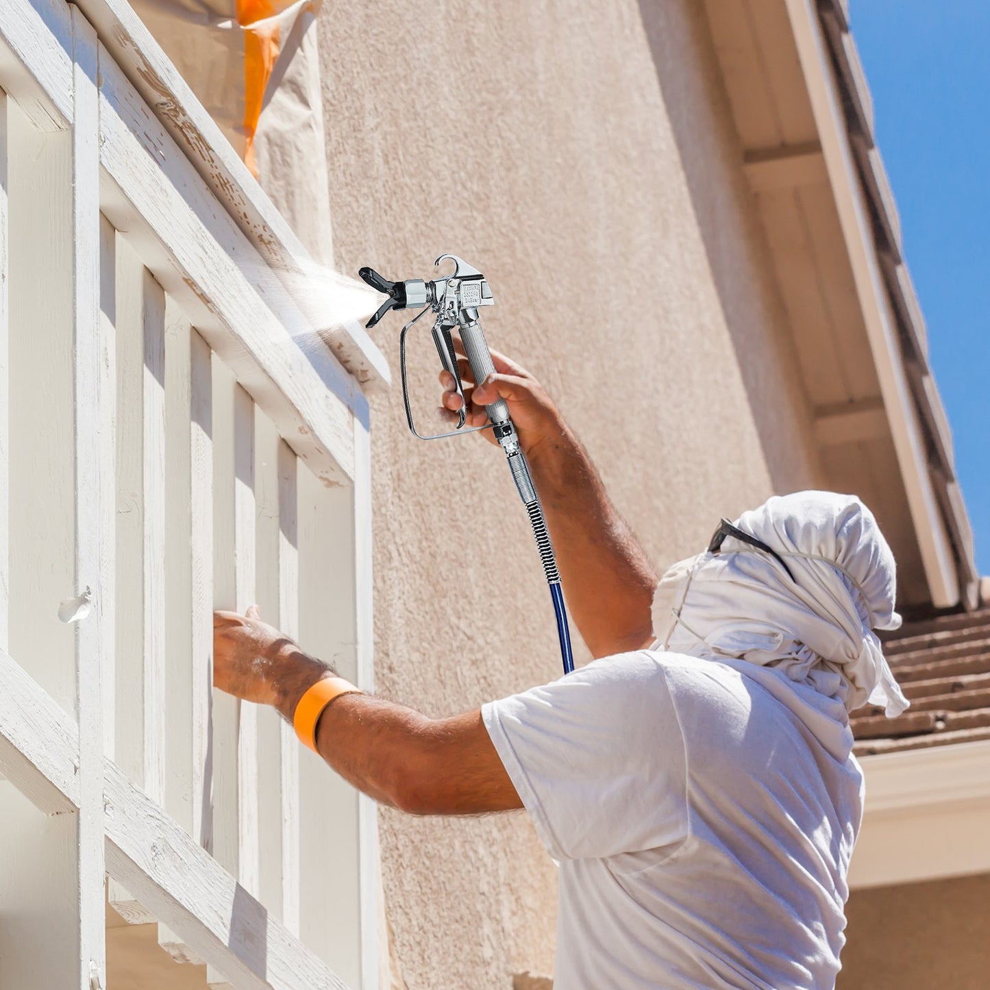 Airless Paint Spray Gun, 3600PSI High Pressure Airless Paint Sprayer Gun with 5 Tips, 211, 315, 417, 517, 623, Swivel Joint Airless Spray Gun Kit with Filters, Cleaning Needle and Brush