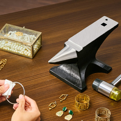 Single Horn Anvil, 25lbs Cast Steel Anvil, High Hardness Rugged Round Horn Anvil for Blacksmiths, with Stable Base, Metal Working Tool for Metal Bending, Shaping, Twisting, Craft Projects