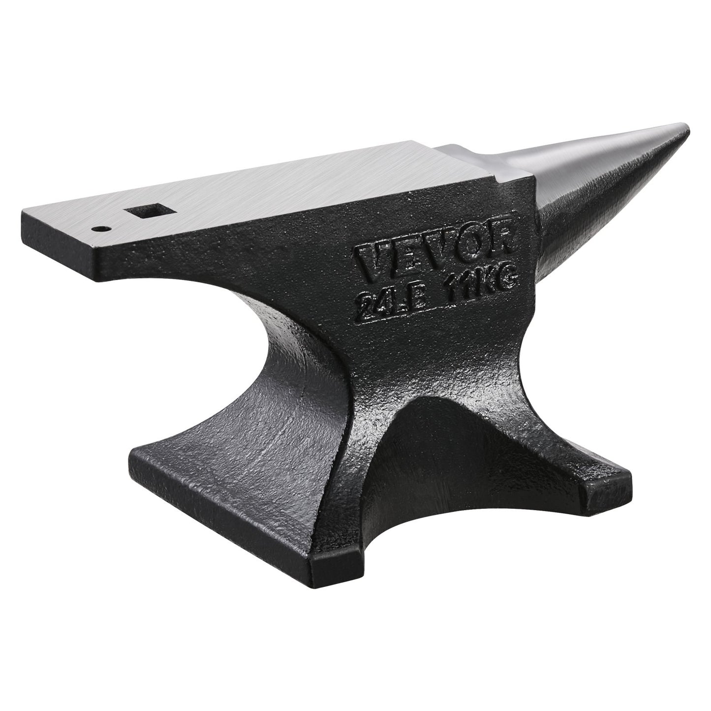 Single Horn Anvil, 25lbs Cast Steel Anvil, High Hardness Rugged Round Horn Anvil for Blacksmiths, with Stable Base, Metal Working Tool for Metal Bending, Shaping, Twisting, Craft Projects