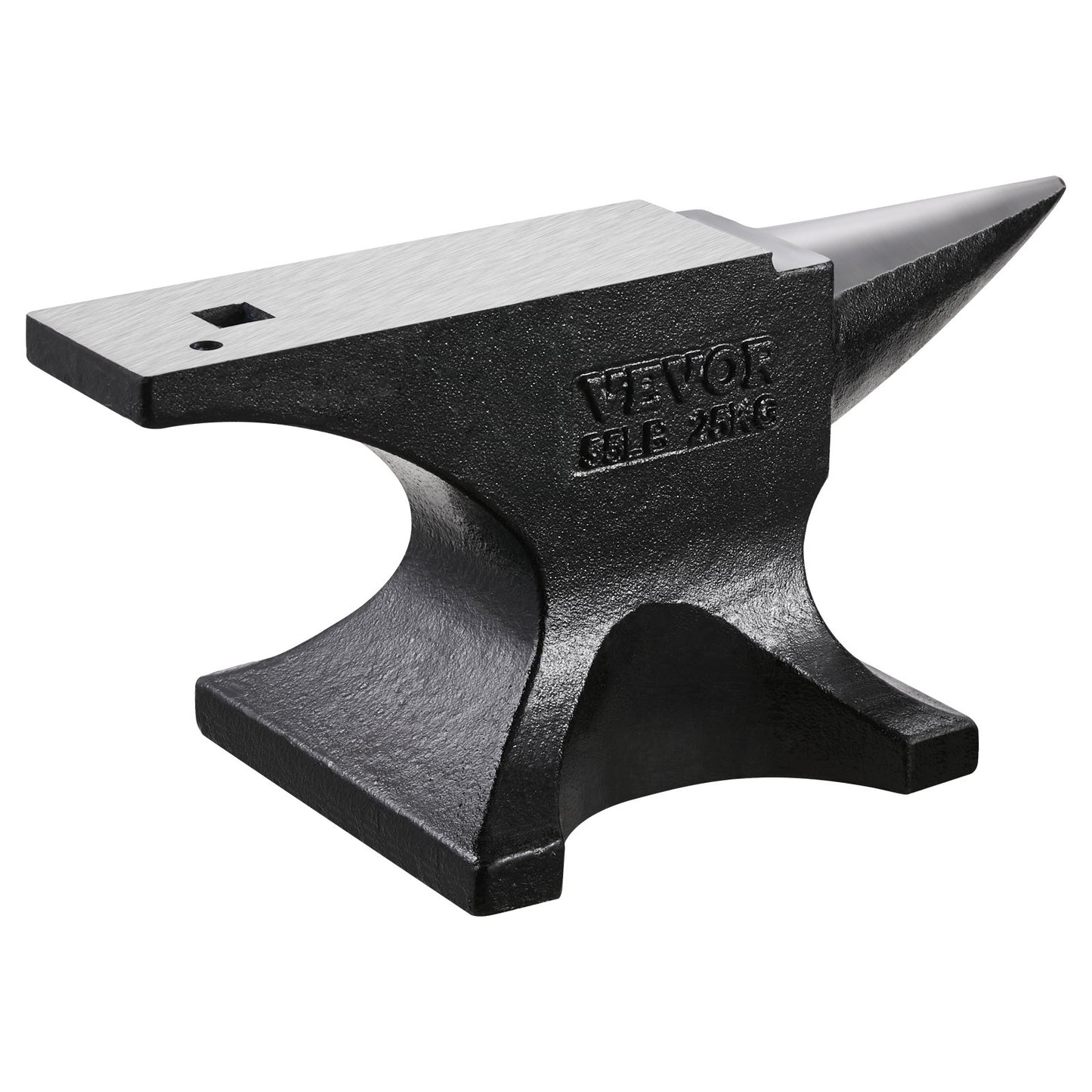 Single Horn Anvil, 55lbs Cast Steel Anvil, High Hardness Rugged Round Horn Anvil for Blacksmiths, with Large Countertop and Stable Base, Metal Working Tool for Metal Bending, Shaping, Twisting