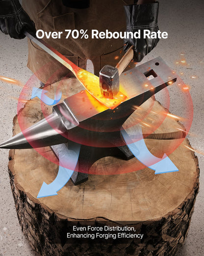 Single Horn Anvil, 110lbs Cast Steel Anvil, High Hardness Rugged Round Horn Anvil for Blacksmiths, with Large Countertop and Stable Base, Metal Working Tool for Metal Bending, Shaping, Twisting