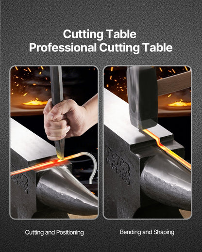 Single Horn Anvil, 110lbs Cast Steel Anvil, High Hardness Rugged Round Horn Anvil for Blacksmiths, with Large Countertop and Stable Base, Metal Working Tool for Metal Bending, Shaping, Twisting