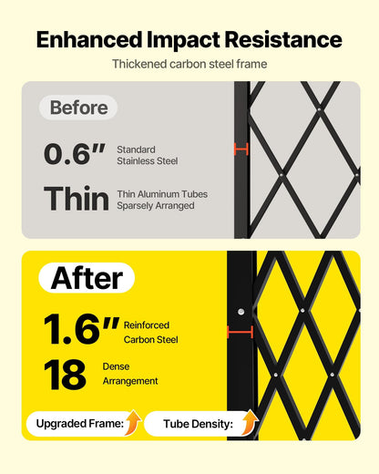 Single Folding Security Gate, Lockable Scissor Gate with 360° Swivel Casters, Outdoor Barricade Steel Retractable Gates, for Entry Security, Garage, Warehouse & Pool, 190 × 131 cm (W × H)
