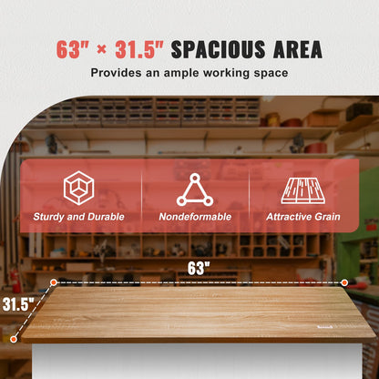 Table Top, 63" x 31.5" x 1", 220.5 lbs Load Capacity, Universal One-Piece Particle Board Desktop for Height Adjustable Electric Standing Desk Frame, Rectangular Countertop for Home & Office Desk