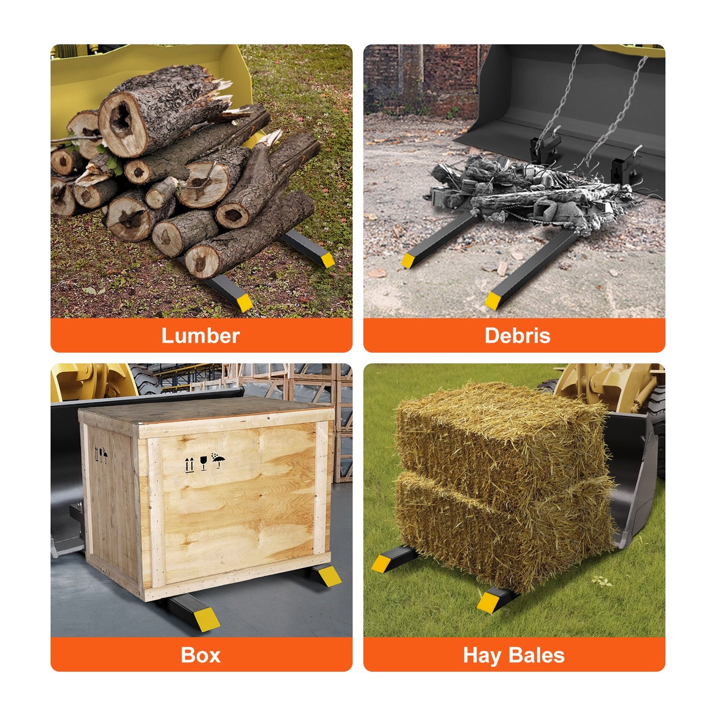 Clamp on Pallet Forks, 907.2 kg Capacity Pallet Forks, 152.4 cm Tractor Bucket Forks, Heavy Duty Front Loader Attachment for Loader Bucket, Tractor, Skid Steer, Tractor Forks for Agriculture and Farm