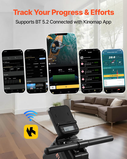 Magnetic Rowing Machine,16-Level Quiet Resistance Adjustable, Foldable Rower Machine for Home, 158kg Weight Capacity, Row Machines with Smooth Pulley Design, Bluetooth APP Compatible & LCD Monitor