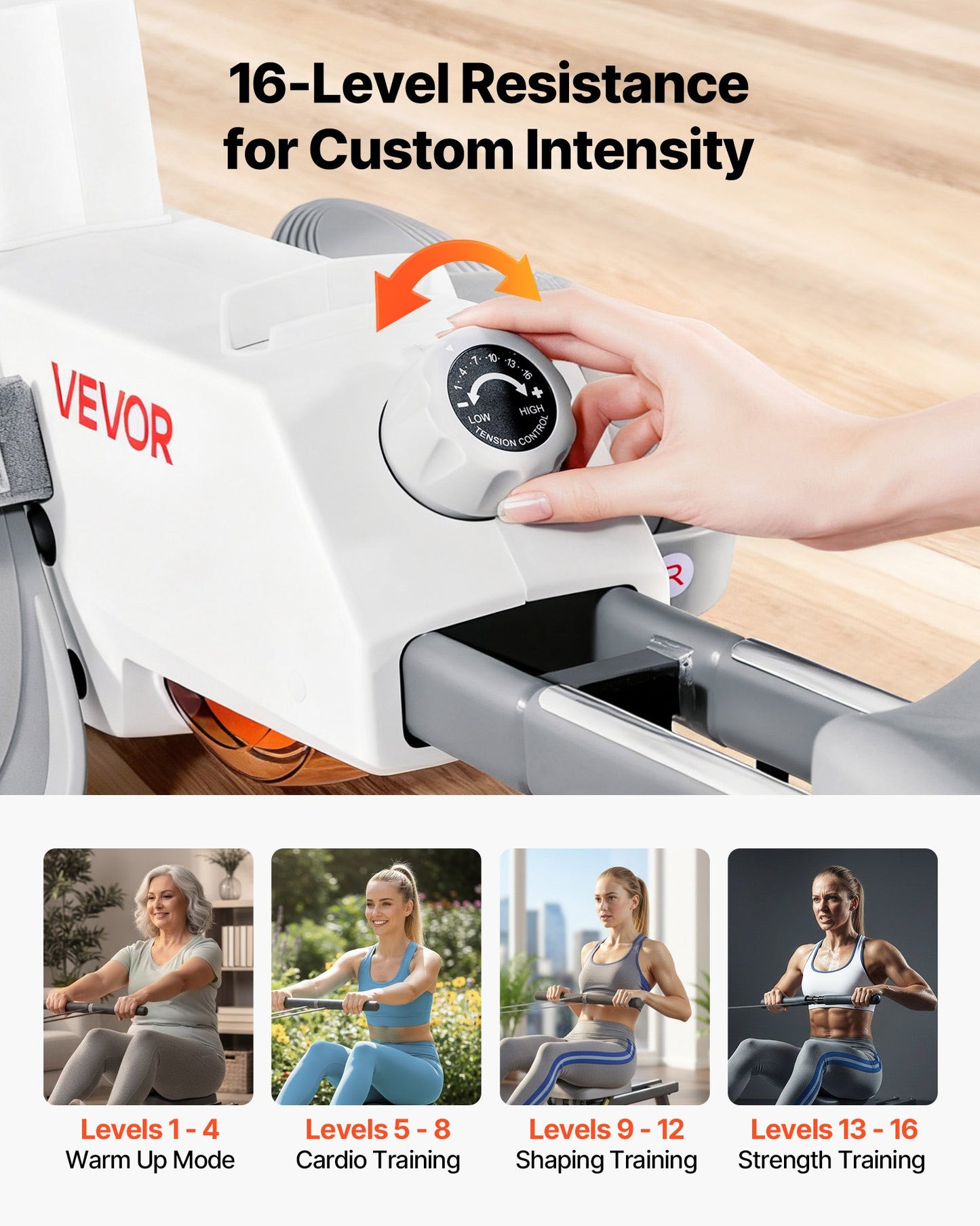 Magnetic Rowing Machine,16-Level Quiet Resistance Adjustable, Foldable Rower Machine for Home, 158kg Weight Capacity, Row Machines with Dual-Slide Rail, Bluetooth APP Compatible & LCD Monitor