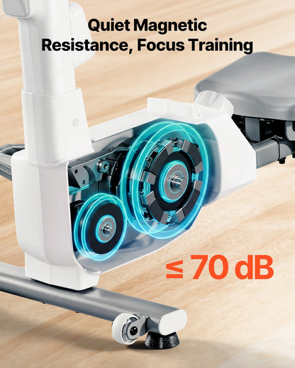 Magnetic Rowing Machine,16-Level Quiet Resistance Adjustable, Foldable Rower Machine for Home, 158kg Weight Capacity, Row Machines with Dual-Slide Rail, Bluetooth APP Compatible & LCD Monitor