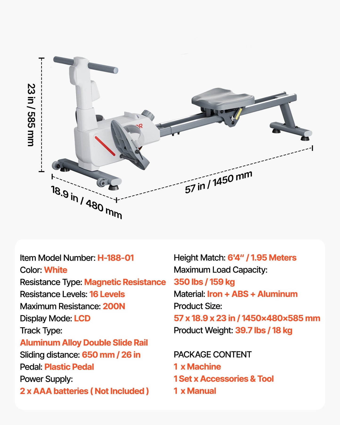 Magnetic Rowing Machine,16-Level Quiet Resistance Adjustable, Foldable Rower Machine for Home, 158kg Weight Capacity, Row Machines with Dual-Slide Rail, Bluetooth APP Compatible & LCD Monitor