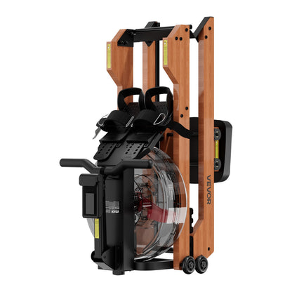 Water Rowing Machine, 6-Level Quiet Resistance, Wooden Foldable Rower Machine with 14L Water Tank & LCD Monitor, Bluetooth App Compatible, 158kg Weight Capacity, Immersive Row Machines for Home