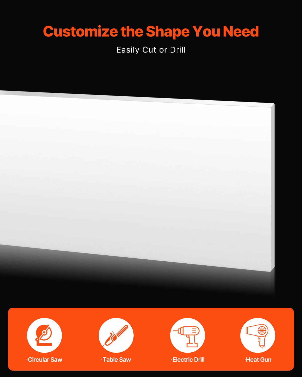 HDPE Plastic Sheet Board, 1 Pack High Density Polyethylene Sheet Plastic Panel, 24 x 48 Inch 1/2 Inch Thick Customizable Plastic Panels, for DIY Crafts, Heavy Duty Industrial Equipment, White