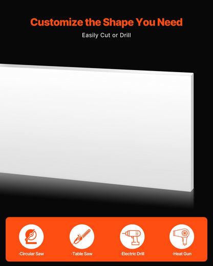 HDPE Plastic Sheet Board, 1 Pack High Density Polyethylene Sheet Plastic Panel, 24 x 48 Inch 1/2 Inch Thick Customizable Plastic Panels, for DIY Crafts, Heavy Duty Industrial Equipment, White