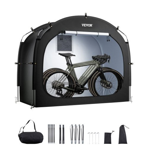 Bike Storage Tent, 3 to 4 Bikes, Outdoor Spacious Bike Storage Tent with Ventilated Window, Waterproof Easy-to-Install Bike Tent with High Strength Fiberglass & Dual Zippers, Fit for Bicycle