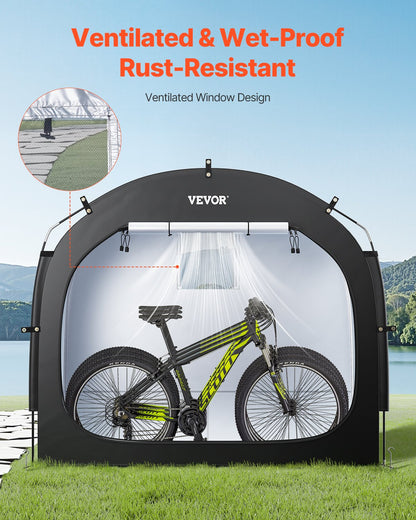 Bike Storage Tent, 3 to 4 Bikes, Outdoor Spacious Bike Storage Tent with Ventilated Window, Waterproof Easy-to-Install Bike Tent with High Strength Fiberglass & Dual Zippers, Fit for Bicycle