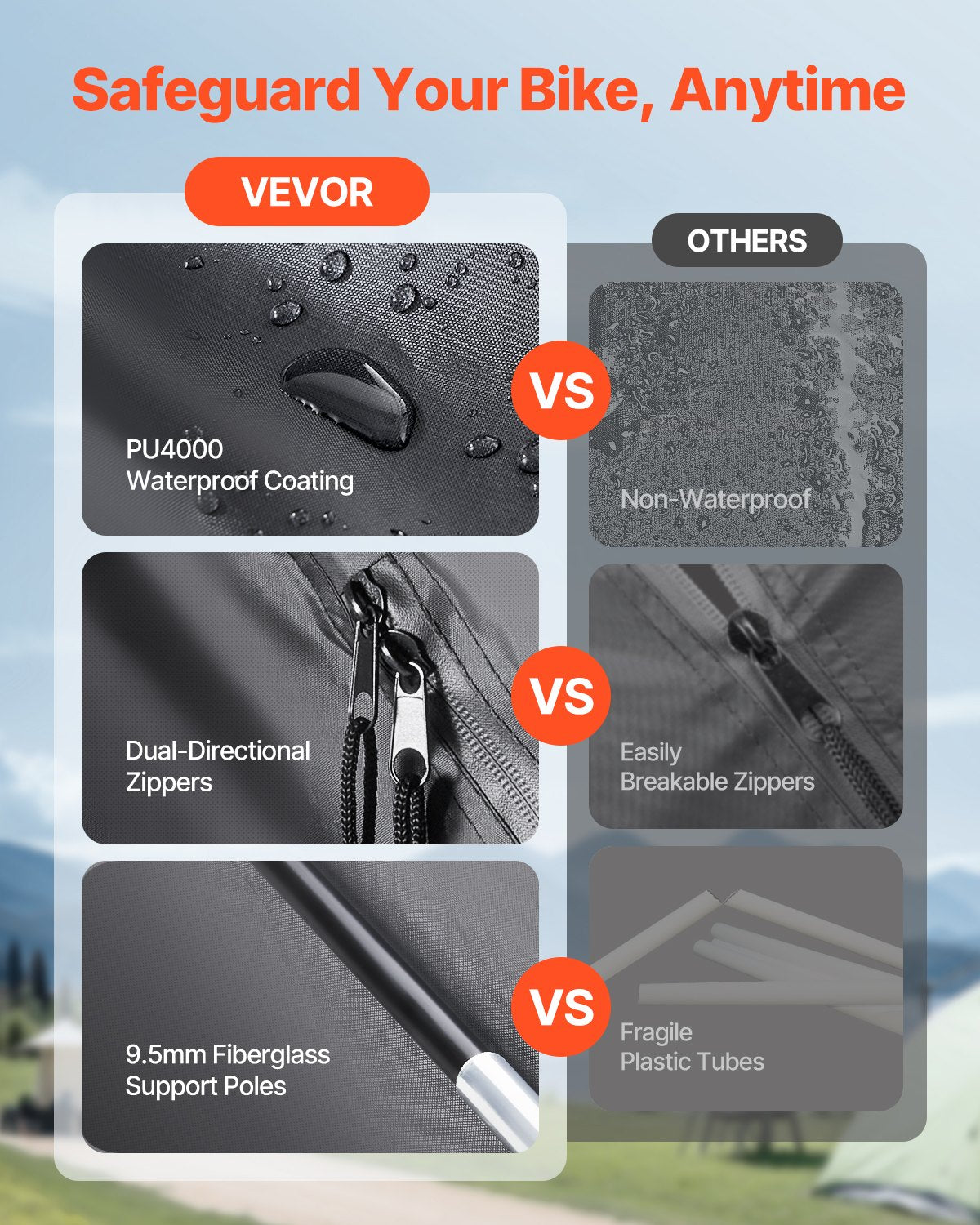 Bike Storage Tent, 3 to 4 Bikes, Outdoor Spacious Bike Storage Tent with Ventilated Window, Waterproof Easy-to-Install Bike Tent with High Strength Fiberglass & Dual Zippers, Fit for Bicycle