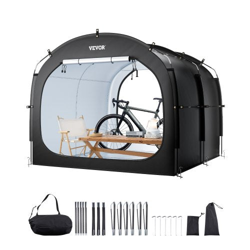 Bike Storage Tent, 5 Bikes, Outdoor Spacious Bike Storage Tent with Ventilated Window, Waterproof Easy-to-Install Bike Tent with High Strength Fiberglass & Dual Zippers, Fit for Bicycle