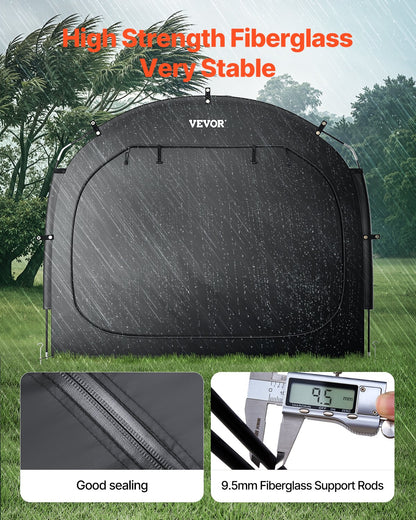 Bike Storage Tent, 5 Bikes, Outdoor Spacious Bike Storage Tent with Ventilated Window, Waterproof Easy-to-Install Bike Tent with High Strength Fiberglass & Dual Zippers, Fit for Bicycle