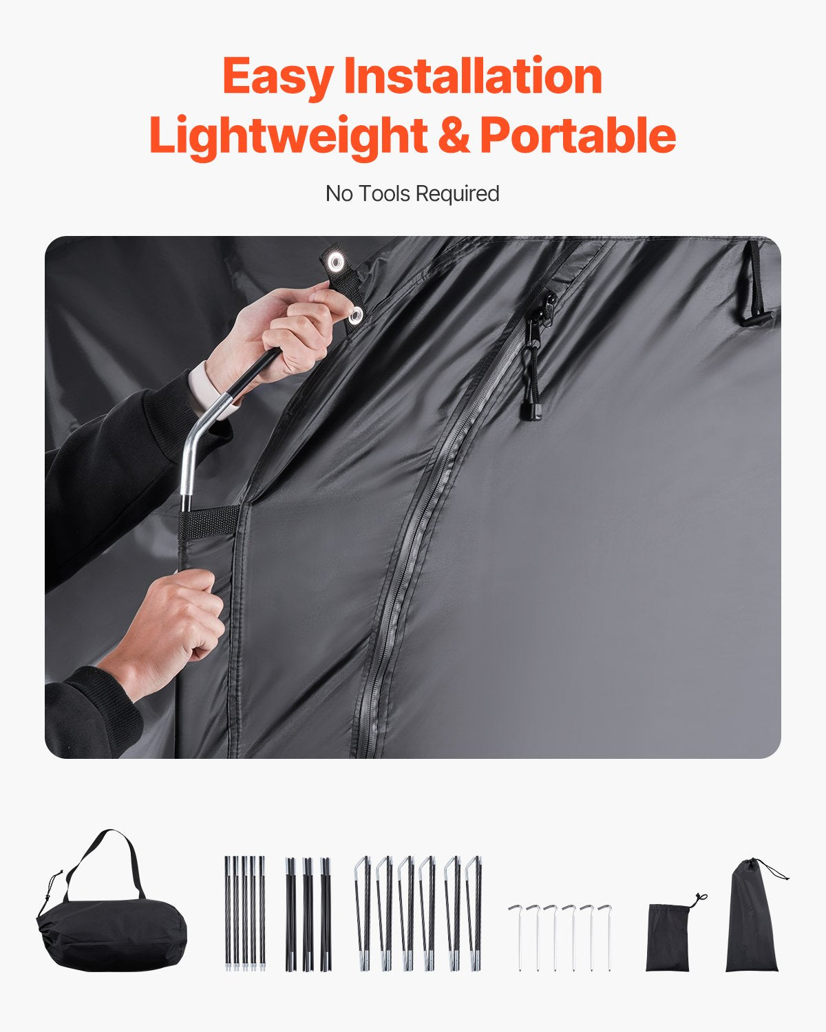 Bike Storage Tent, 5 Bikes, Outdoor Spacious Bike Storage Tent with Ventilated Window, Waterproof Easy-to-Install Bike Tent with High Strength Fiberglass & Dual Zippers, Fit for Bicycle