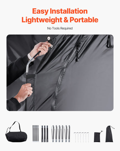 Bike Storage Tent, 5 Bikes, Outdoor Spacious Bike Storage Tent with Ventilated Window, Waterproof Easy-to-Install Bike Tent with High Strength Fiberglass & Dual Zippers, Fit for Bicycle