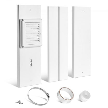 Dryer Vent Window Kit, Fits 101.6 mm Exhaust Hoses, Adjustable Length for Adapts Sliding Windows of Different Heights, Sturdy PVC and PP Materials, Dual Protections & Multi-layer Sealing Design