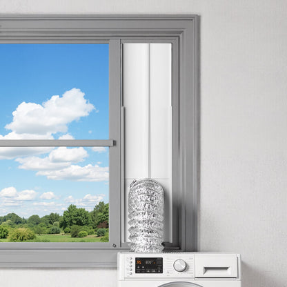 Dryer Vent Window Kit, Fits 101.6 mm Exhaust Hoses, Adjustable Length for Adapts Sliding Windows of Different Heights, Sturdy PVC and PP Materials, Dual Protections & Multi-layer Sealing Design