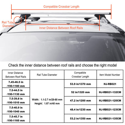 Universelle Dachgepäckträger-Querstange, 119,9 cm Länge, für Fahrzeuge mit erhöhter Dachreling