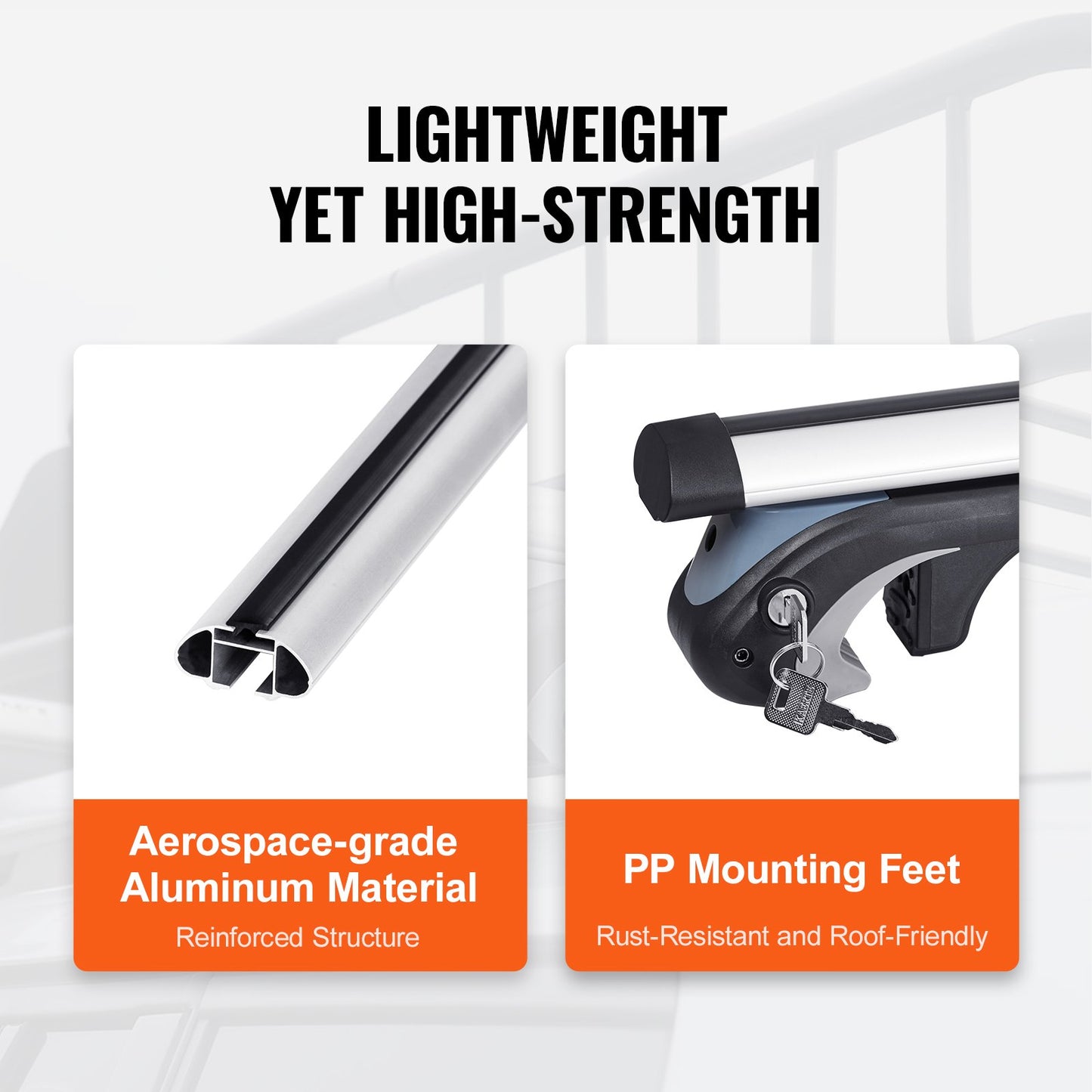 Universelle Dachgepäckträger-Querstange, 119,9 cm Länge, für Fahrzeuge mit erhöhter Dachreling
