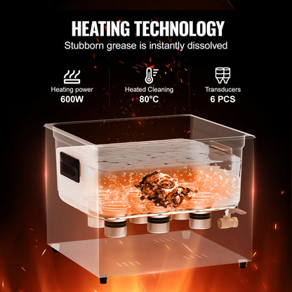 15L Ultra Sonic Cleaner, 360W Digital Ultrasonic Cleaning Machine with Gentle Mode & Upgraded Degassing, 40kHz Industrial Ultrasound Cleaner with Heater & Timer for Retainer, Jewelry, Tools