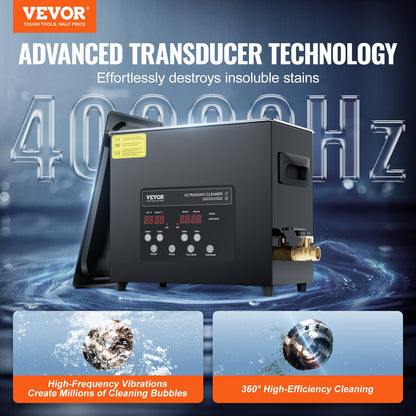 6L Ultra Sonic Cleaner, 180W Digital Ultrasonic Cleaning Machine with Gentle Mode & Upgraded Degassing, 40kHz Industrial Ultrasound Cleaner with Heater & Timer for Retainer, Jewelry, Tools