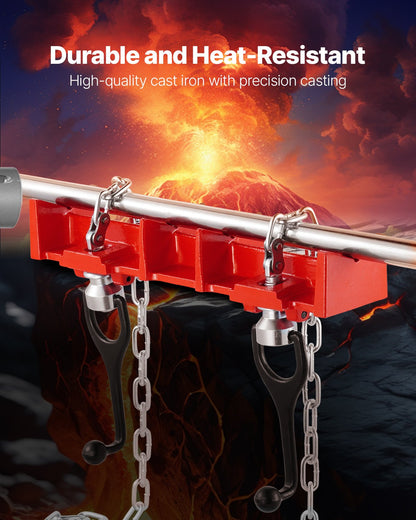 Pipe Welding Vise, 1/2 to 8-inch Pipe Welding Clamp with Dual Chains & Crank Handles, Heavy-Duty Cast Iron Vise for a Variety of Pipes