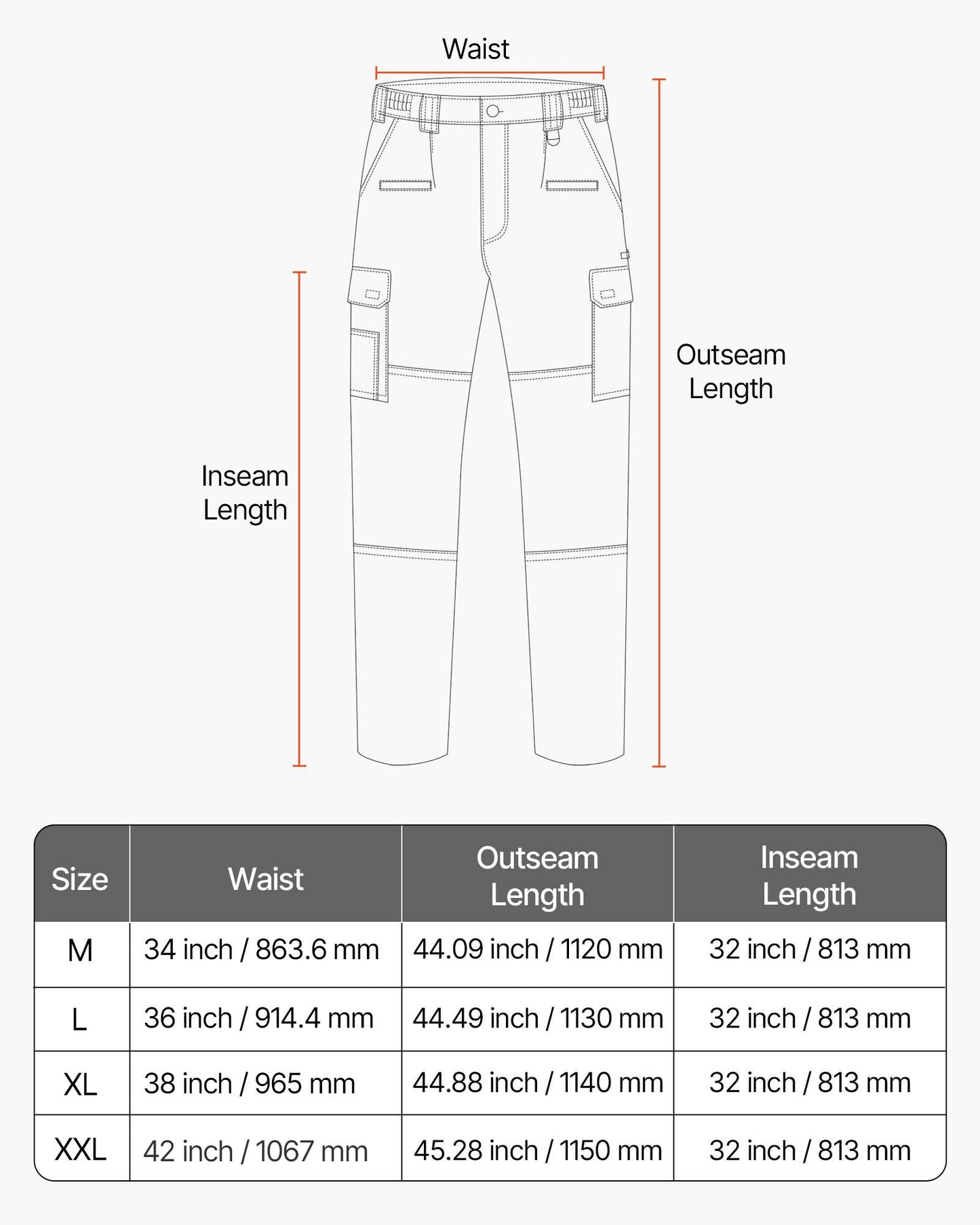 FR Pants for Men, 100% Cotton, Flame-Resistant Cargo Pants with Multi-Pockets and Elastic Waist, Reinforced Tear-proof Stitching, Ideal for Welding Work and Casual Wear, XXL Size, Gray
