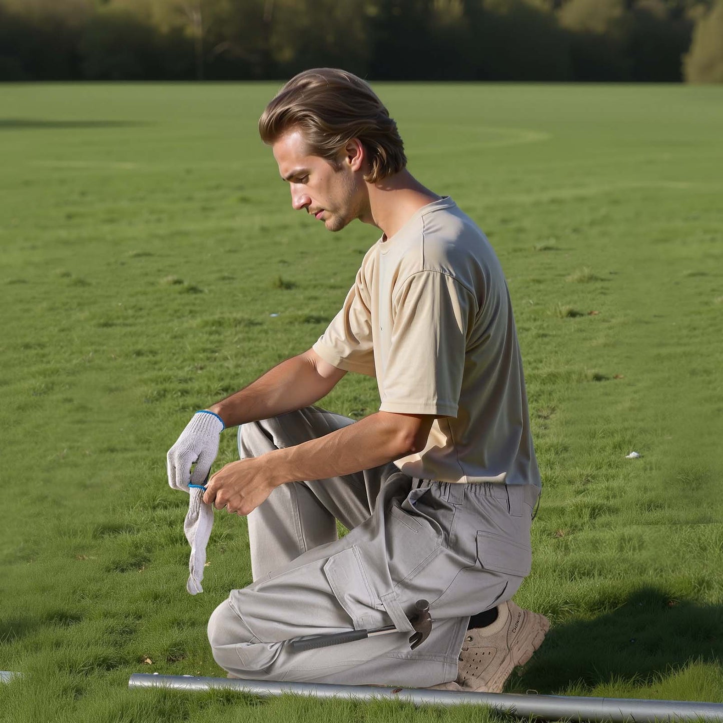 FR Pants for Men, 100% Cotton, Flame-Resistant Cargo Pants with Multi-Pockets and Elastic Waist, Reinforced Tear-proof Stitching, Ideal for Welding Work and Casual Wear, XXL Size, Gray