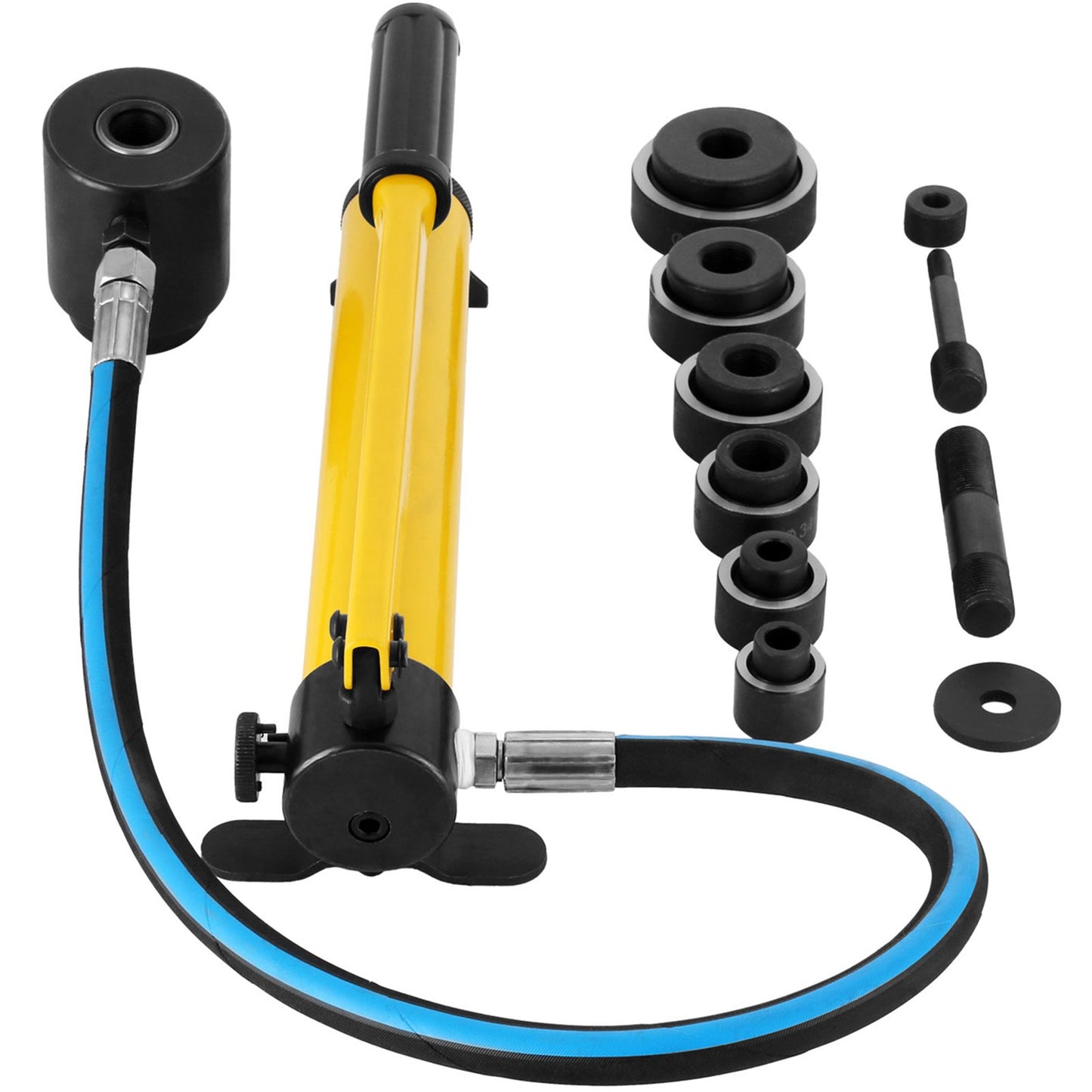 6 Die 10 Ton Hydraulic Knockout Punch 1.3 cm to 5.1 cm Hand Tool Cutter Driver Kit, Holesaw Set Cutter Tool Saw Electrical Conduit Metal Drill