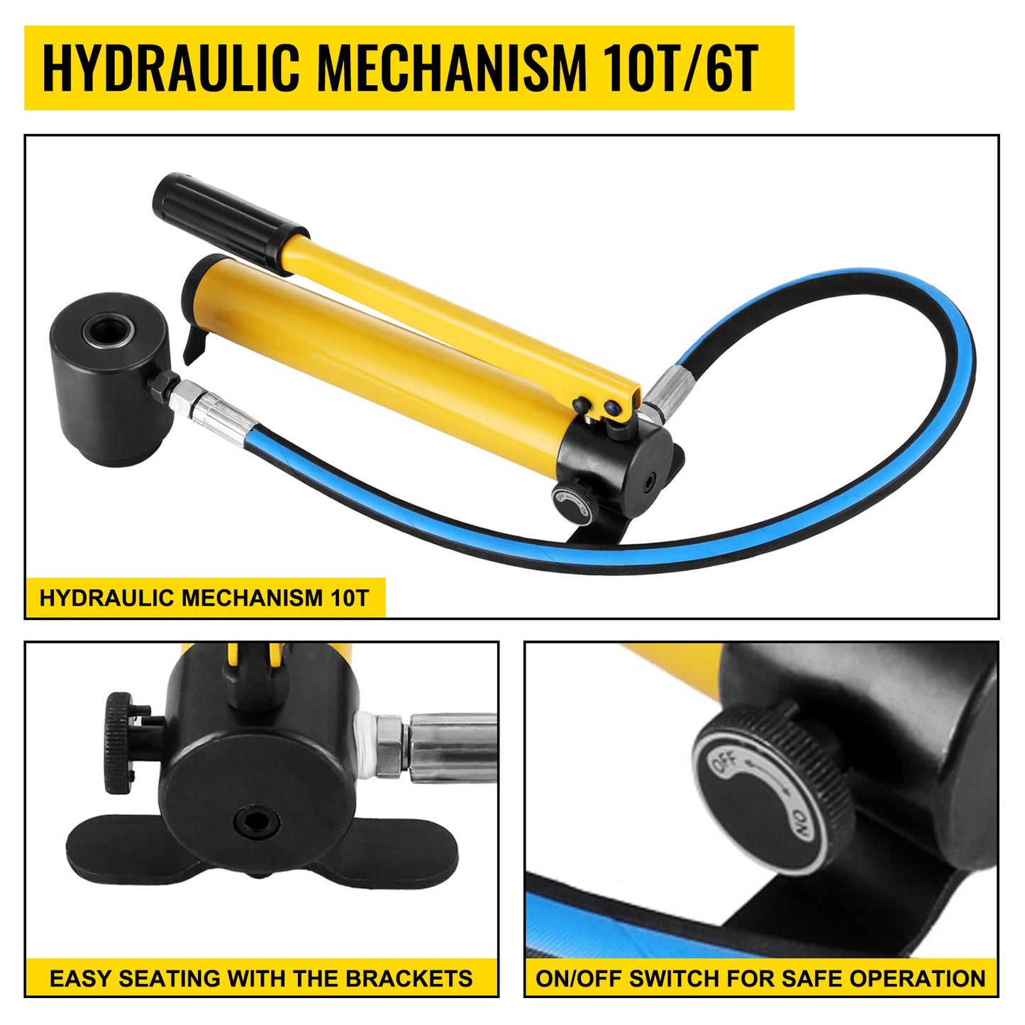6 Die 10 Ton Hydraulic Knockout Punch 1.3 cm to 5.1 cm Hand Tool Cutter Driver Kit, Holesaw Set Cutter Tool Saw Electrical Conduit Metal Drill