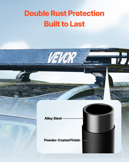 Roof Rack Cargo Carrier, 43 x 50 x 4.1 in, Universal Rooftop Cargo Basket, Car Top Luggage Holder with 150 lbs Max Load Capacity, 4.1 in Fence, Anti-Rust Alloy Steel, Wind Fairing, for SUV Car