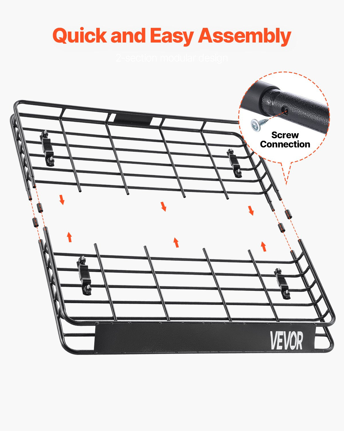 Roof Rack Cargo Carrier, 43 x 50 x 4.1 in, Universal Rooftop Cargo Basket, Car Top Luggage Holder with 150 lbs Max Load Capacity, 4.1 in Fence, Anti-Rust Alloy Steel, Wind Fairing, for SUV Car