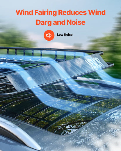 Roof Rack Cargo Carrier, 43 x 50 x 4.1 in, Universal Rooftop Cargo Basket, Car Top Luggage Holder with 150 lbs Max Load Capacity, 4.1 in Fence, Anti-Rust Alloy Steel, Wind Fairing, for SUV Car