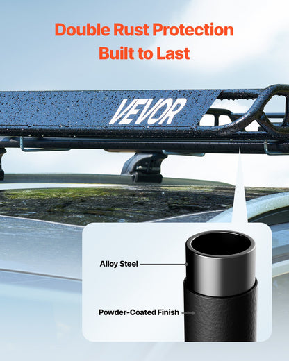 Roof Rack Basket, 51 x 36 x 4.1 in, Universal Rooftop Cargo Carrier with 1120 x 870 x 260 mm Cargo Bag, Net, Ratchet Straps, 200 lbs Max Load Capacity Car Top Luggage Holder, for SUV Truck Car