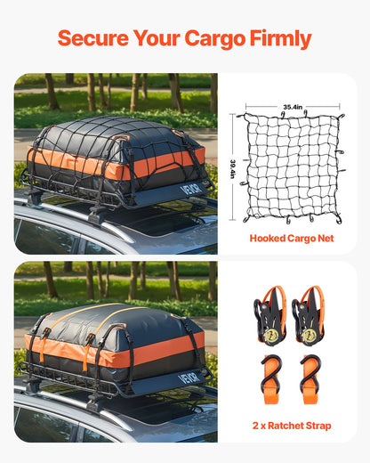 Roof Rack Basket, 51 x 36 x 4.1 in, Universal Rooftop Cargo Carrier with 1120 x 870 x 260 mm Cargo Bag, Net, Ratchet Straps, 200 lbs Max Load Capacity Car Top Luggage Holder, for SUV Truck Car