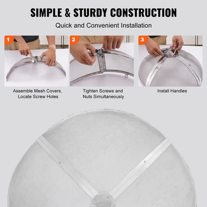 Funkenschutzgitter für Feuerstellen, rund, 91 cm (36 Zoll), verstärkte, robuste Stahlabdeckung, Deckel für Feuerstellen im Freien, leicht zu öffnender runder Funkenschutz mit Ringgriff für Feuerstellen auf Terrasse und Garten