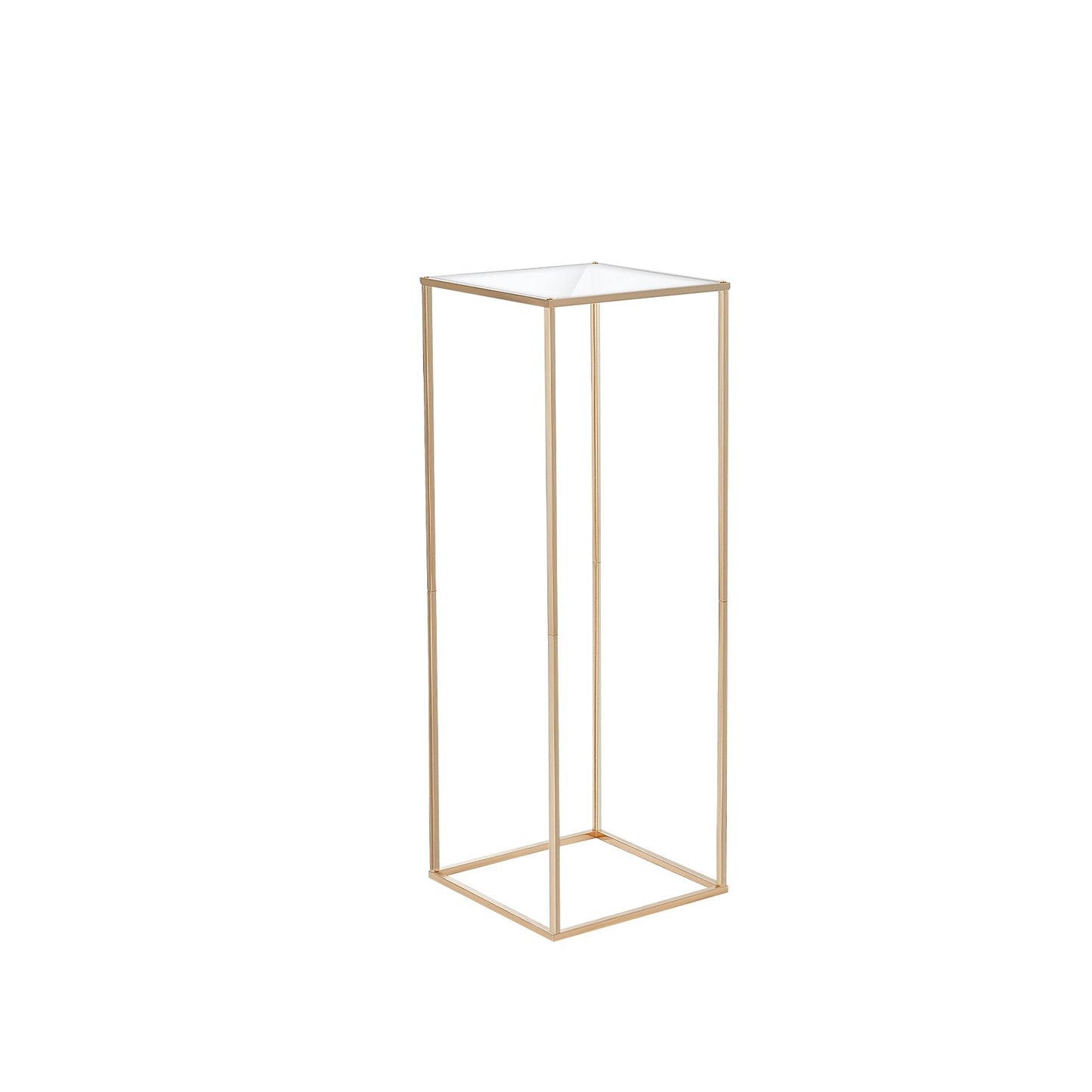 2PCS 31.5inch/80cm High Wedding Flower Stand, With Acrylic Laminate,Metal Vase Column Geometric Centerpiece Stands, Gold Rectangular Floral Display Rack for Events Reception, Party Decoration