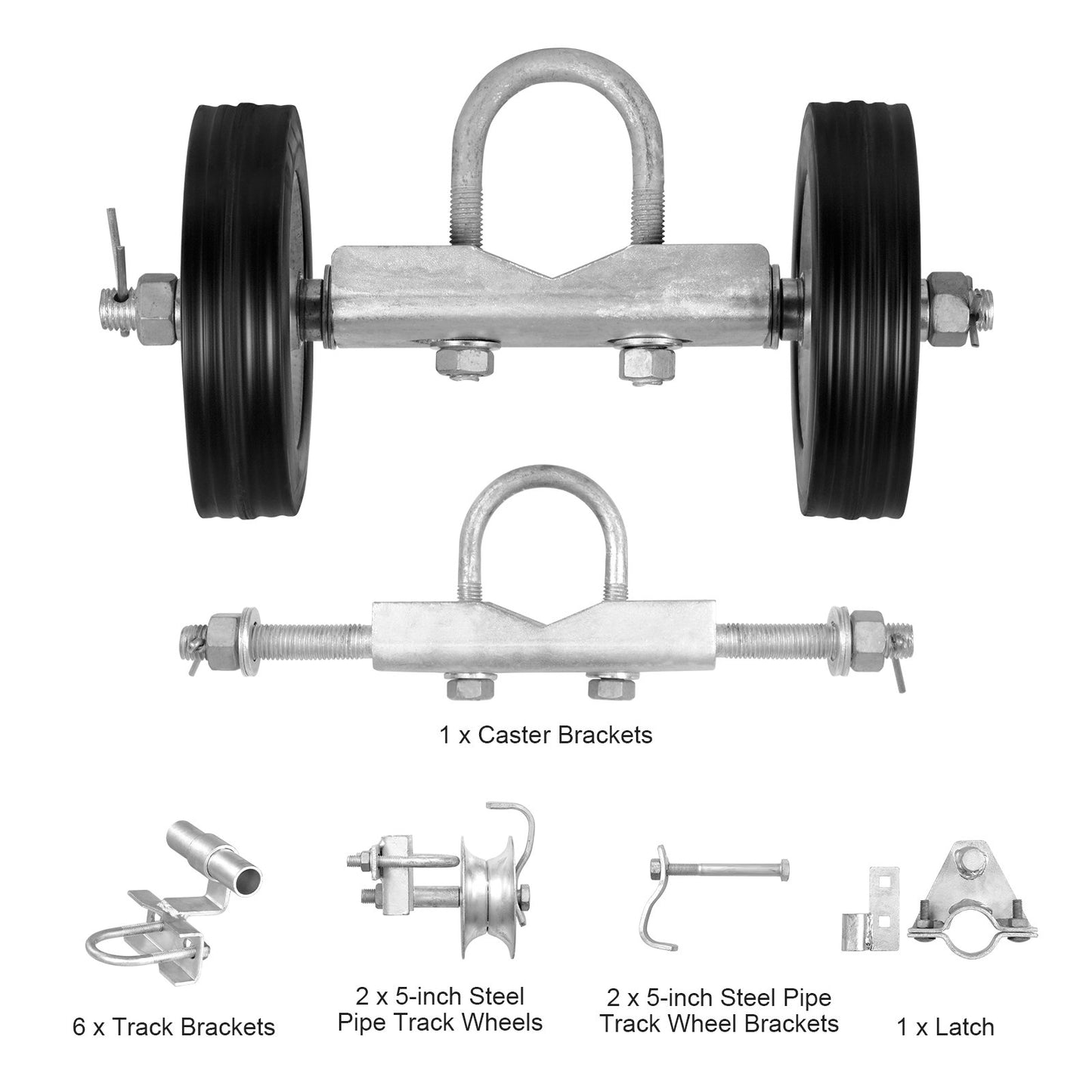 Sliding Gate Kit, 6” Rolling Gate Hardware Kit C-type, Wheel Carrier with Two 6" Wheels Support, Heavy Duty Sliding Gate Rollers for Connect Tracks Door Frames,Sliding Gate Guide Roller,600 lbs
