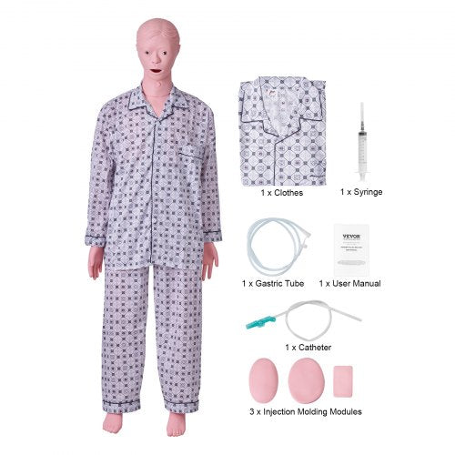 Nursing Training Manikin, Male Life Size Demonstration Human Manikin for Nursing Training, Multifunctional Education Teaching Model Supplies, PVC Anatomical Mannequin Body Care Simulator Model