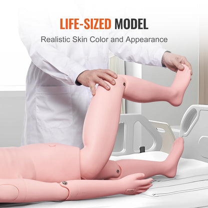 Nursing Training Manikin, Male Life Size Demonstration Human Manikin for Nursing Training, Multifunctional Education Teaching Model Supplies, PVC Anatomical Mannequin Body Care Simulator Model