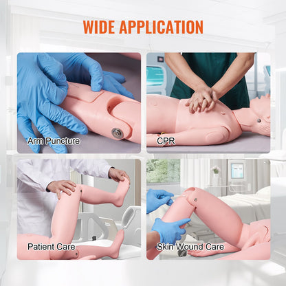 Nursing Training Manikin, Male Life Size Demonstration Human Manikin for Nursing Training, Multifunctional Education Teaching Model Supplies, PVC Anatomical Mannequin Body Care Simulator Model