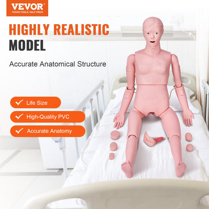 Nursing Training Manikin, Female Life Size Demonstration Human Manikin for Nursing Training, Multifunctional Education Teaching Model Supplies, PVC Anatomical Mannequin Body Care Simulator Model