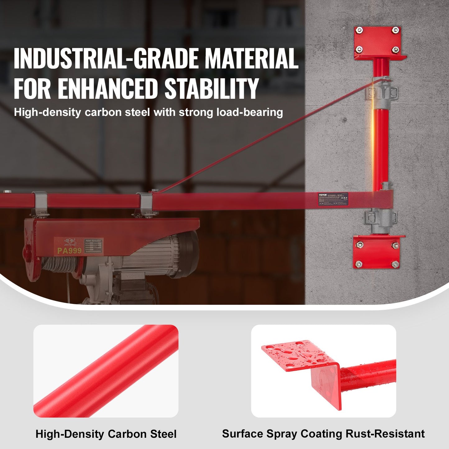 Electric Hoist Support Pole, 1000 kg Max Load Capacity, Electric Hoist Holder, Carbon Steel Hoist Frame, Scaffold Mount Hoist Lifting Pole, Winch Hoist Pillar for Lifting, Workshop, Garage