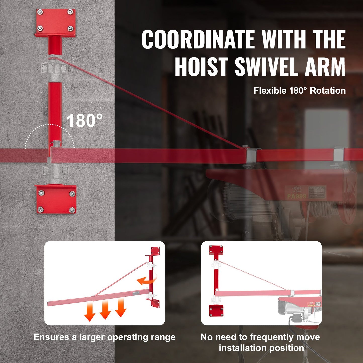 Electric Hoist Support Pole, 1000 kg Max Load Capacity, Electric Hoist Holder, Carbon Steel Hoist Frame, Scaffold Mount Hoist Lifting Pole, Winch Hoist Pillar for Lifting, Workshop, Garage