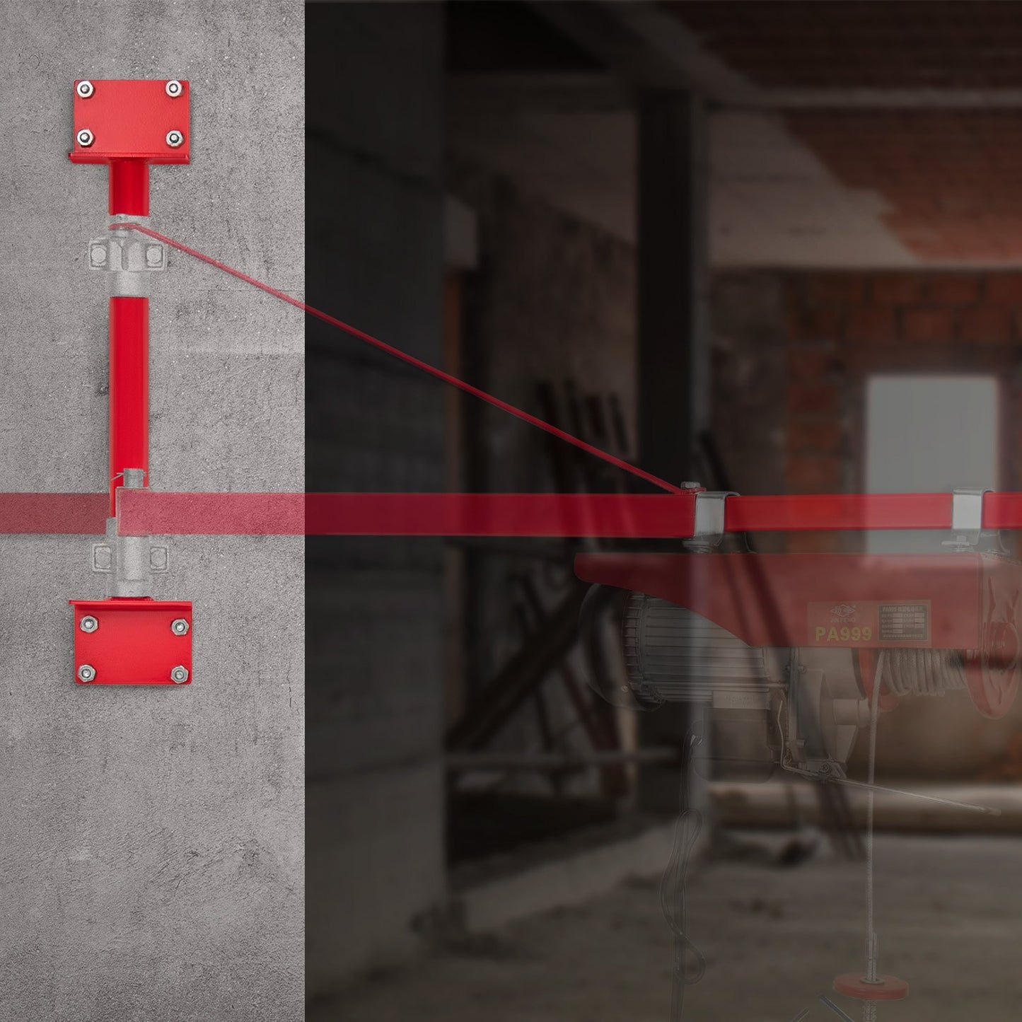 Electric Hoist Support Pole, 1000 kg Max Load Capacity, Electric Hoist Holder, Carbon Steel Hoist Frame, Scaffold Mount Hoist Lifting Pole, Winch Hoist Pillar for Lifting, Workshop, Garage